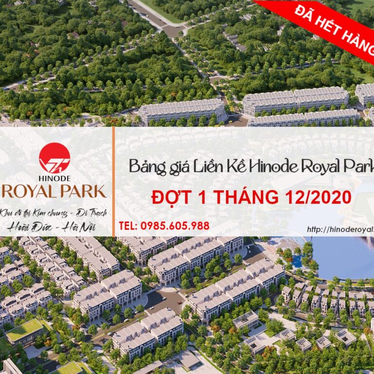 Bảng Giá Liền Kề Hinode Royal Park Đợt 1 2020