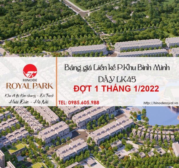 Bảng Giá Liền Kề Hinode Royal Park LK45 PKHU BINH MINH Bảng Giá Liền Kề Hinode Royal Park LK45 PKHU BINH MINH