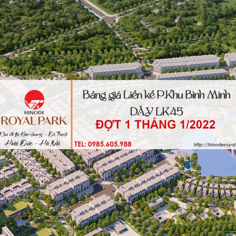 Bảng Giá Liền Kề Hinode Royal Park LK45 PKHU BINH MINH