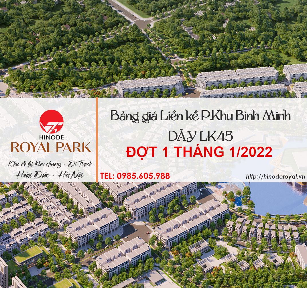 Bảng Giá Liền Kề Hinode Royal Park LK45 PKHU BINH MINH Bảng Giá Liền Kề Hinode Royal Park LK45 PKHU BINH MINH