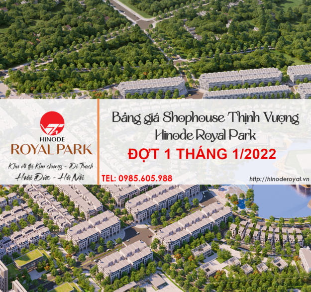 Bảng giá Shophouse Thịnh Vượng Hinode Royal Park Hà Nội Bảng giá Shophouse Thịnh Vượng Hinode Royal Park Hà Nội