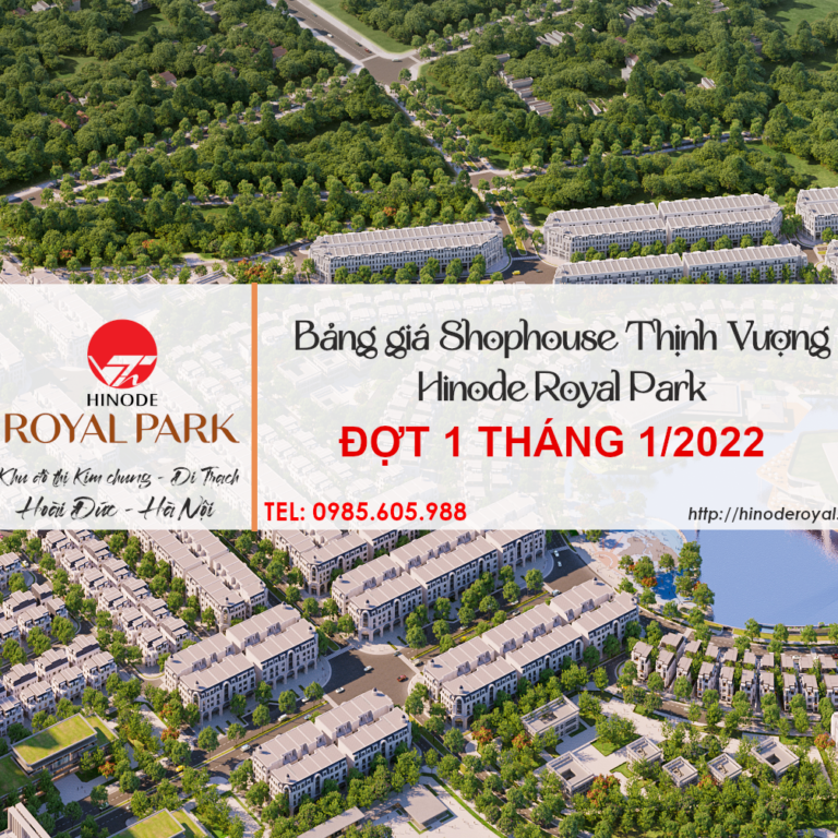 Bảng giá Shophouse Thịnh Vượng Hinode Royal Park Hà Nội