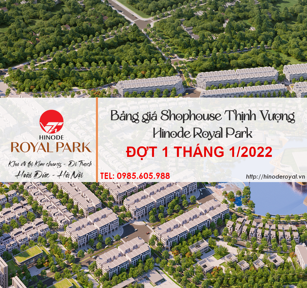 Bảng giá Shophouse Thịnh Vượng Hinode Royal Park Hà Nội