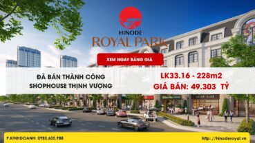 Đã bán Shophosue Hinode Royal Park LK33.16 Phân khu Thịnh Vượng Đã bán Shophosue Hinode Royal Park LK33.16 Phân khu Thịnh Vượng