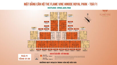 Mặt bằng căn hộ The Flame Vine Hoài Đức | Toà F1 | Tầng 21-35