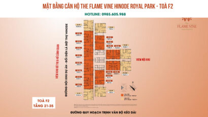 Mặt bằng căn hộ The Flame Vine Hoài Đức | Toà F2 | Tầng 21-35