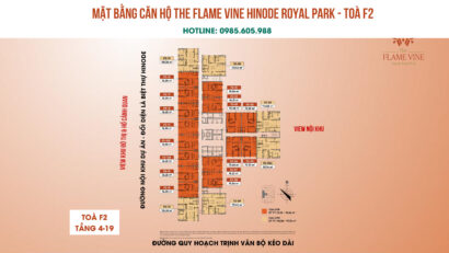Mặt bằng căn hộ The Flame Vine Hoài Đức | Toà F2 | Tầng 4-19